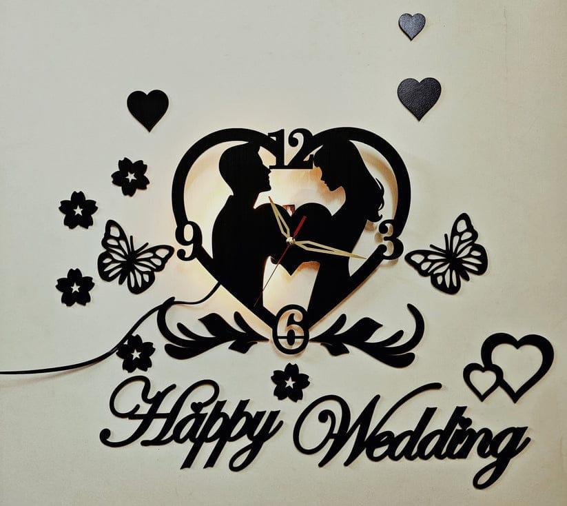 Happy Wedding Design Wall Clock