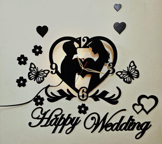 Happy Wedding Design Wall Clock