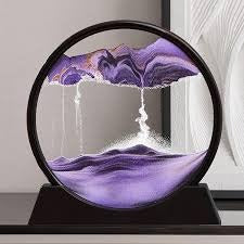 Sandscape Painting Sand Clock Moving Sand Art Hourglass Sand Timer 3D Moving Sand Mountain Lamp with Metal Stand Showpiece Home Decoration